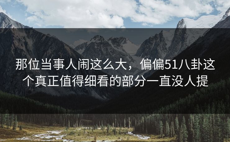 那位当事人闹这么大，偏偏51八卦这个真正值得细看的部分一直没人提