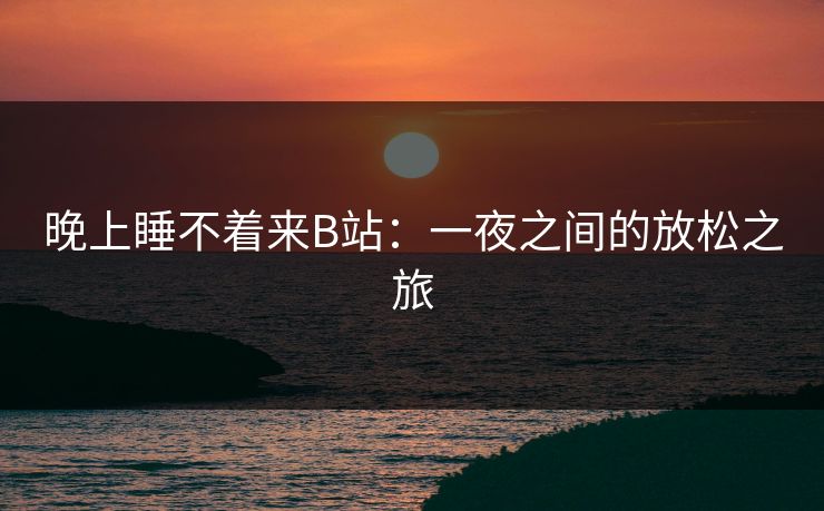 晚上睡不着来B站:一夜之间的放松之旅 晚上睡不着来B站:一夜之间的放松之旅